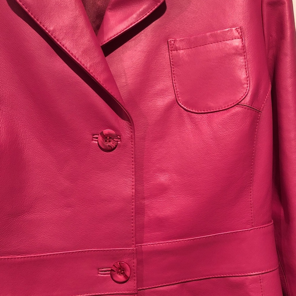 Vintage Metrostyle Magenta Leather Jacket - Picture 3 of 5